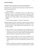 CONTROL GERENCIAL Actividad N°1 sobre la importancia de las funciones del administrador