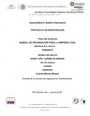 MANUAL DE ORGANIZACIÓN PARA LA EMPRESA CASA NOYOLA S.A. de C.V.