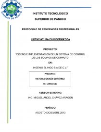 PROYECTO: DISEÑO E IMPLEMENTACIÓN DE UN SISTEMA DE CONTROL DE LOS EQUIPOS DE CÓMPUTO”. Página 1