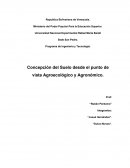 Concepción del Suelo desde el punto de vista Agroecológico y Agronómico
