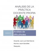 ANÁLISIS DE LA PRÁCTICA DOCENTE PROPIA Análisis de dificultades