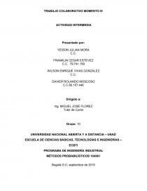 PROGRAMA DE INGENIERÍA INDUSTRIAL MÉTODOS PROBABILÍSTICOS 104561. Página 1