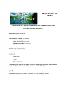 Protocolo para un evento. Página 1