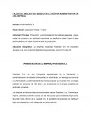 TALLER DE ANÁLISIS DEL MODELO DE LA GESTIÓN ADMINISTRATIVA EN UNA EMPRESA