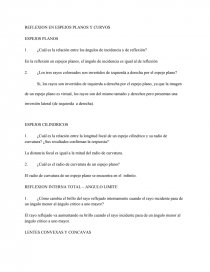 REFLEXIÓN EN ESPEJOS PLANOS Y CURVOS. Página 1