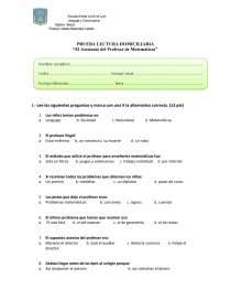 PRUEBA LECTURA DOMICILIARIA “El Asesinato del Profesor de Matemáticas”. Página 1