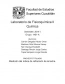 Medición del índice de refracción de la leche.