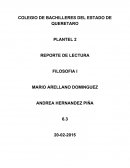 REPORTE DE LECTURA FILOSOFIA I