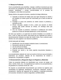 Incluir procedimientos para identificar, manejar y rectificar el producto que surja del proceso de investigación de mercado. Página 1