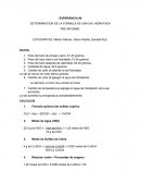 EXPERIENCIA: DETERMINACION DE LA FORMULA DE UNA SAL HIDRATADA.