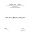 Como es la Evolución Histórica legislativa e institucional del Derecho del Turismo en Venezuela.