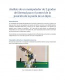 Análisis de un manipulador de 2 grados de libertad para el control de la posición de la punta de un lápiz.