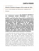 Carta poder amsha Monclova Coahuila de Zaragoza a 09 de octubre del 2015.