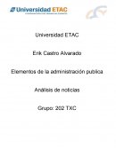 Elementos de la administración publica Análisis de noticias
