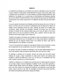 Ensayo - La materia de Liderazgo. Página 1