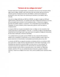 Síntesis de los códigos de texto. Página 1