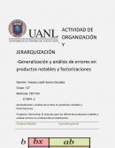 ACTIVIDAD DE ORGANIZACIÓN Y JERARQUIZACIÓN -Generalización y análisis de errores en productos notables y factorizaciones