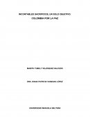 COMO SON LOS INCONTABLES SACRIFICIOS, UN SOLO OBJETIVO: COLOMBIA POR LA PAZ
