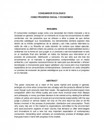 CONSUMIDOR ECOLOGICO COMO PROGRESO SOCIAL Y ECONÓMICO. Página 1