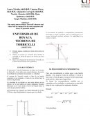 Teorema de torricelli fundamenta sus bases en el teorema de Bernoulli