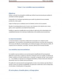 Las variables macroeconómicas. Página 1