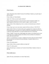 Scrip de llamada de cobranza. Página 1