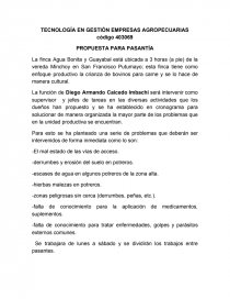 TECNOLOGÍA EN GESTIÓN EMPRESAS AGROPECUARIAS - PROPUESTA PARA PASANTÍA. Página 1