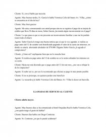 Scrip de llamada de cobranza. Página 2