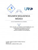 Aque se debe el Resumen de Negligencia Médica