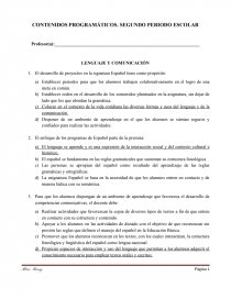 CONTENIDOS PROGRAMÁTICOS. SEGUNDO PERIODO ESCOLAR. Página 1