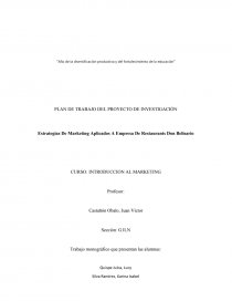Estrategias De Marketing Aplicados A Empresa De Restaurants Don Belisario. Página 1