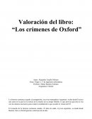 Valoración del libro: “Los crímenes de Oxford”