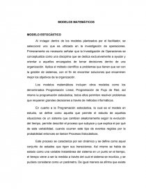 MODELOS MATEMATICOS. MODELO ESTOCÁSTICO. Página 1