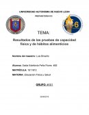 Resultados de las pruebas de capacidad física y de hábitos alimenticios