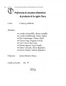 Preferencias de consumos alimenticios de productos de la región Piura.