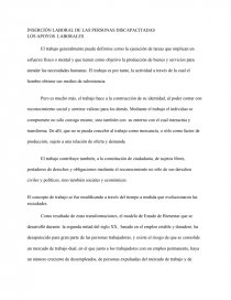 INSERCIÓN LABORAL DE LAS PERSONAS DISCAPACITADAS. Página 1