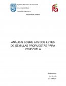 ANÁLISIS SOBRE LAS DOS LEYES DE SEMILLAS PROPUESTAS PARA VENEZUELA