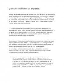 ¿Por qué la Fusión de las empresas?. Página 1