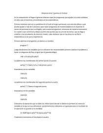 Distancia entre 2 puntos (prog. fortran). Página 1