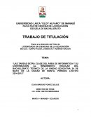 Las tareas extra clase del área de informática y su contribución al rendimiento escolar del bachillerato técnico de la Unidad Educativa 24 de mayo de la Ciudad de Manta