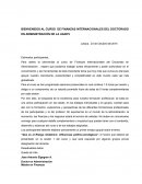 BIENVENIDOS AL CURSO DE FINANZAS INTERNACIONALES DEL DOCTORADO EN ADMINISTRACIÓN DE LA UANCV