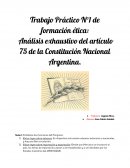 Analisis exhaustivo del articulo 75 de la Constitucion Nacional Argentina