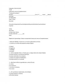 Evaluación Lectura Complementaria “El pequeño vampiro”. Página 1