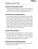 MANUAL DE WORD ¿Qué es un procesador de texto?