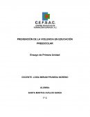 REVENCIÓN DE LA VIOLENCIA EN EDUCACIÓN PREESCOLAR