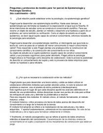 Preguntas y protocolos de modelo para 1er parcial de Epistemología y Psicología Genética.. Página 1