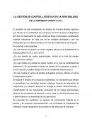 LA GESTIÓN DE CONTROL LOGÍSTICA EN LA RENTABILIDAD DE LA EMPRESA ONGOY S.A.C