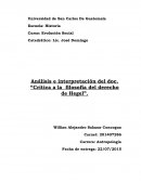 Análisis e interpretación del doc. “Critica a la filosofía del derecho de Hegel”