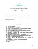 Acta asamblea general de copropietarios. Segunda convocatoria