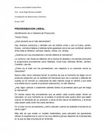 Programación lineal: Identificación de un Sistema de Producción. Página 1